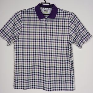 IZOD Men's Size L Purple Check Golf Shirt Polo Shirt Short Sleeves